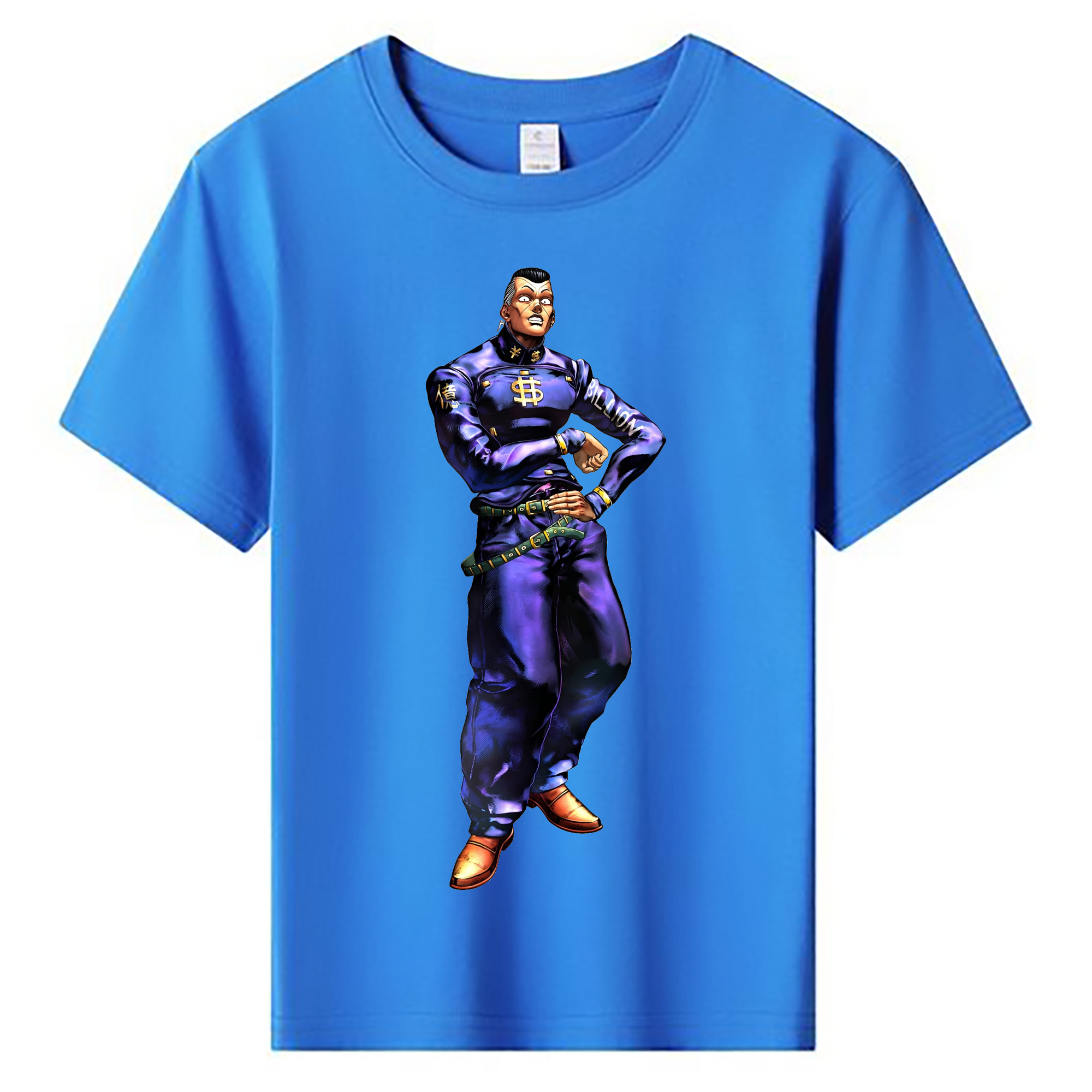 （画像用） ジョジョの奇妙な冒険 虹村億泰 にじむら おくやす JoJo's Bizarre Adventure Nijimura Okuyasu 綿100％キッズTシャツ（フロントプリント）